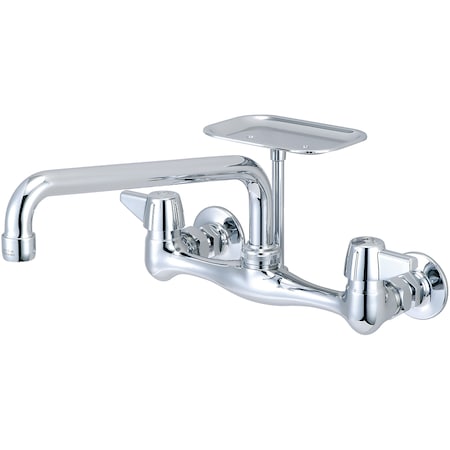 Central Brass Two Handle Wallmount Kitchen Faucet, NPT, Wallmount, Polished Chrome, Spout Length: 10-Inch 0048-UA2